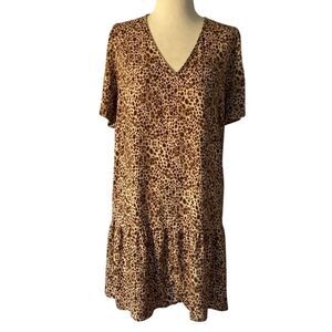A New Day Brown Cheetah Animal Print Dress Women’s 2X Short Sleeve Leopard